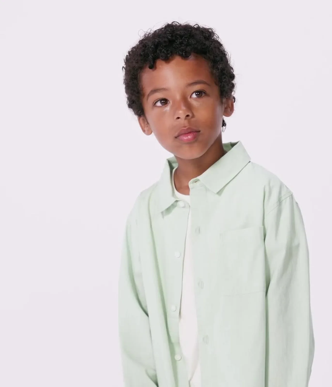 Children's long-sleeved plain cotton shirt