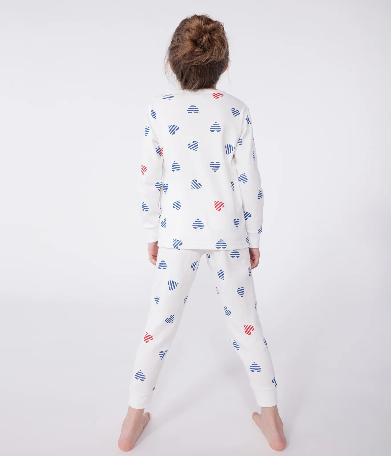 Children's long-sleeved heart print cotton pyjamas