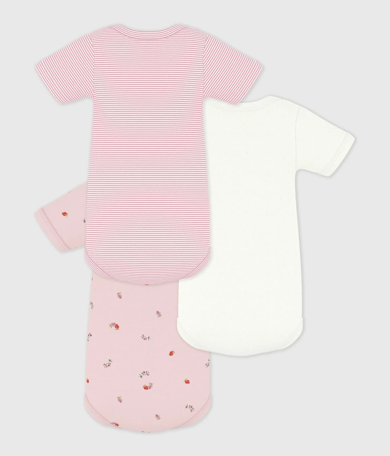 Pack of babies' short-sleeved floral print cotton bodies