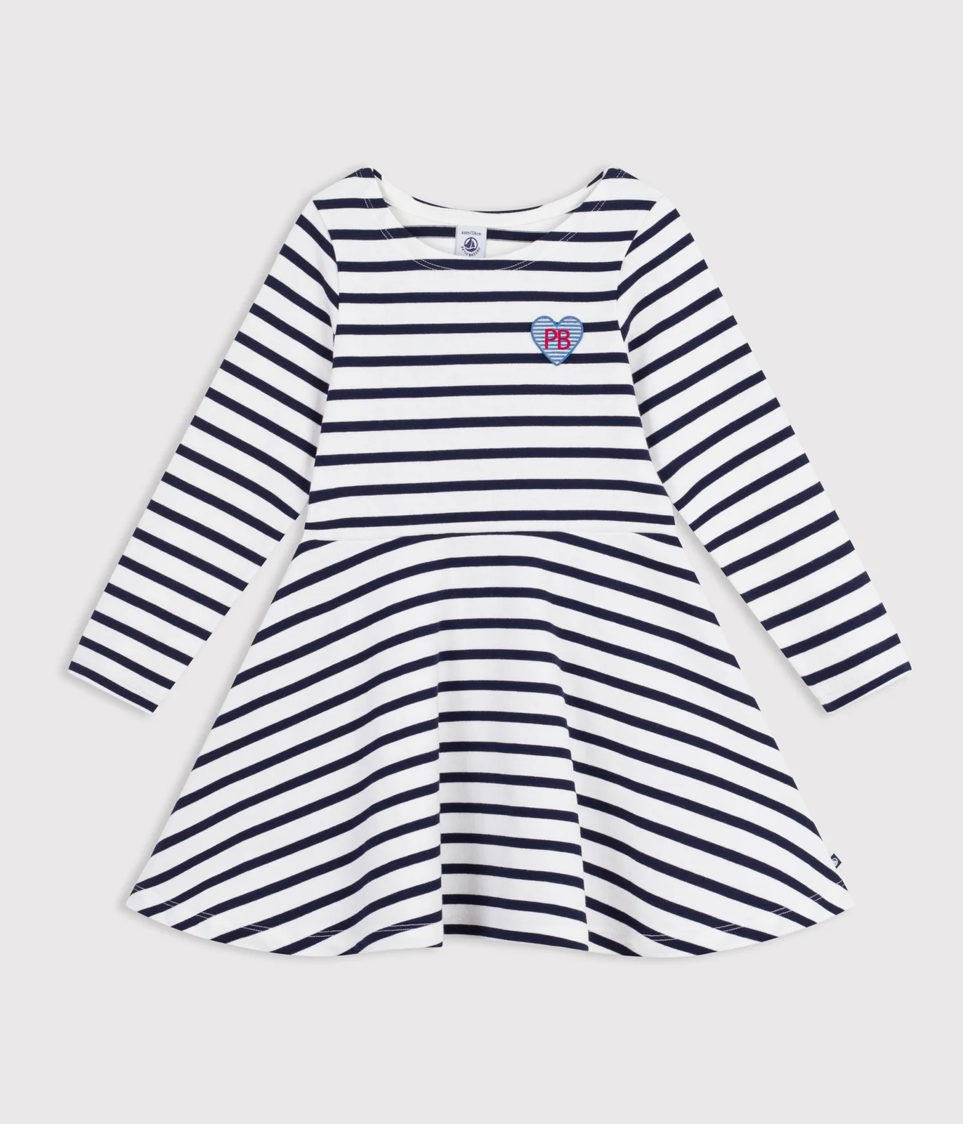 Children's long-sleeved stripy cotton dress