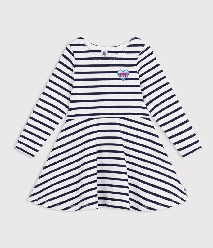 Children's long-sleeved stripy cotton dress