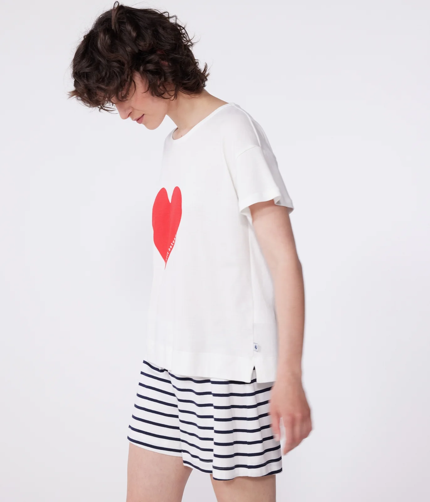 Women's short heart print cotton pyjamas