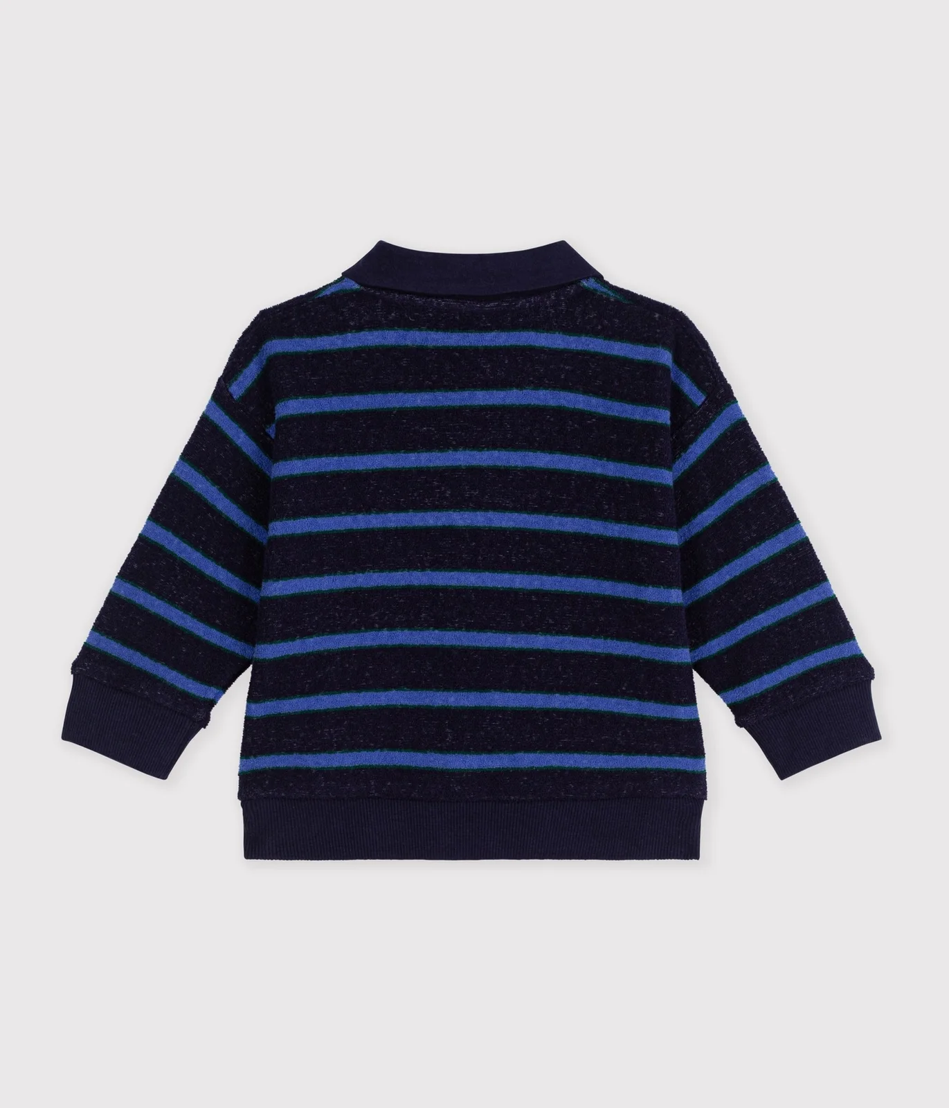 Babies' stripy 0cotton sweatshirt with a polo collar