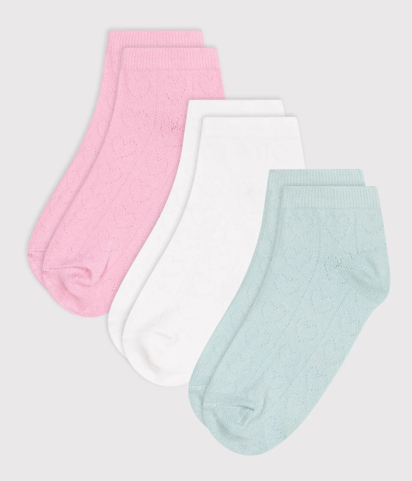 Pack of 3 pairs of children's heart-patterned cotton socks