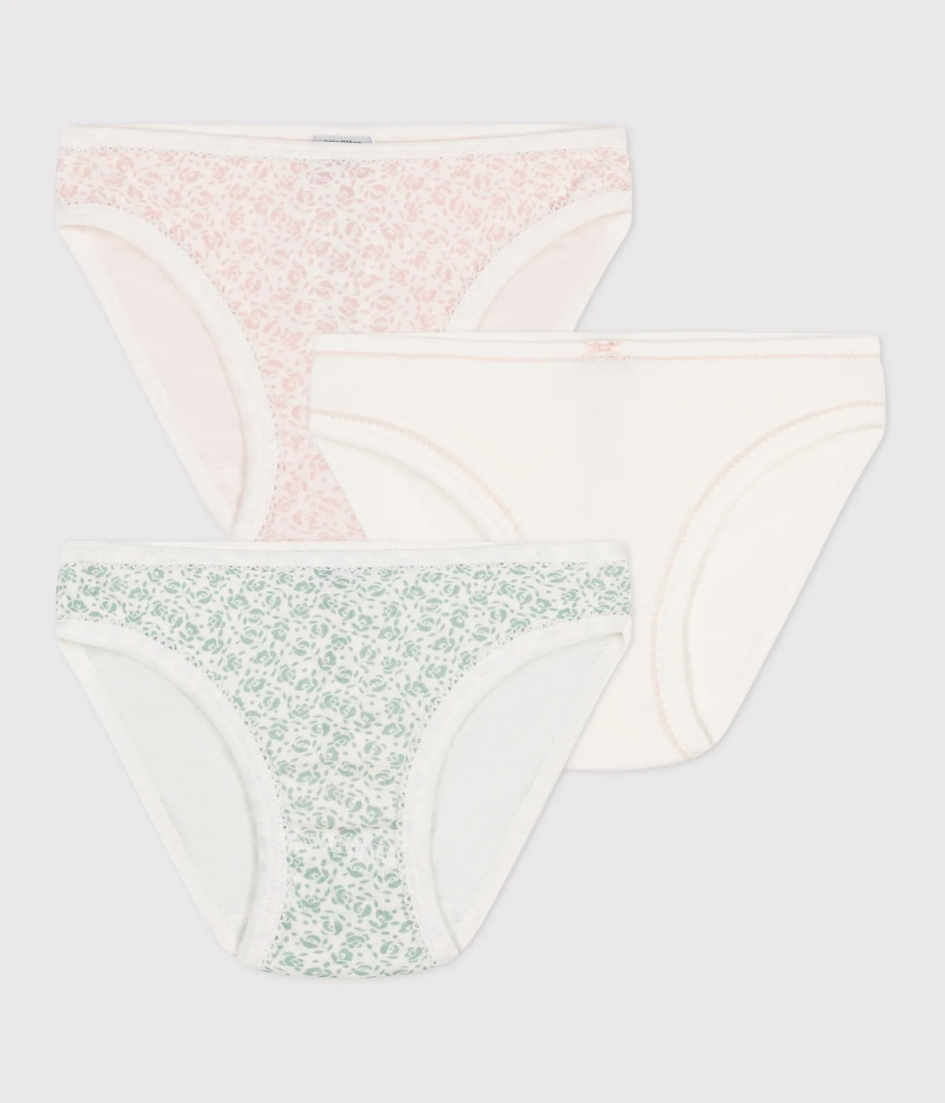 Children's flower-patterned cotton pants - 3-pack