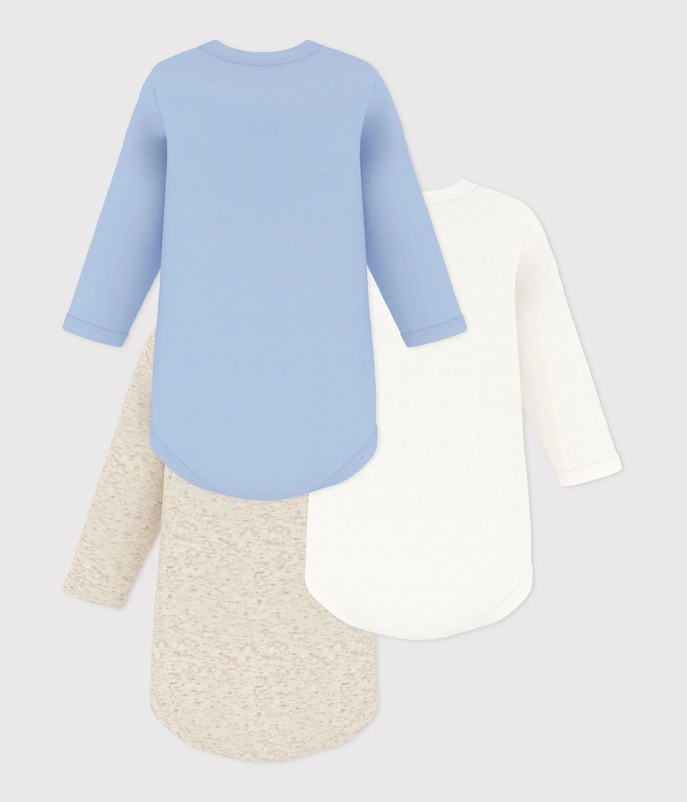 Pack of plain cotton long-sleeved baby bodies