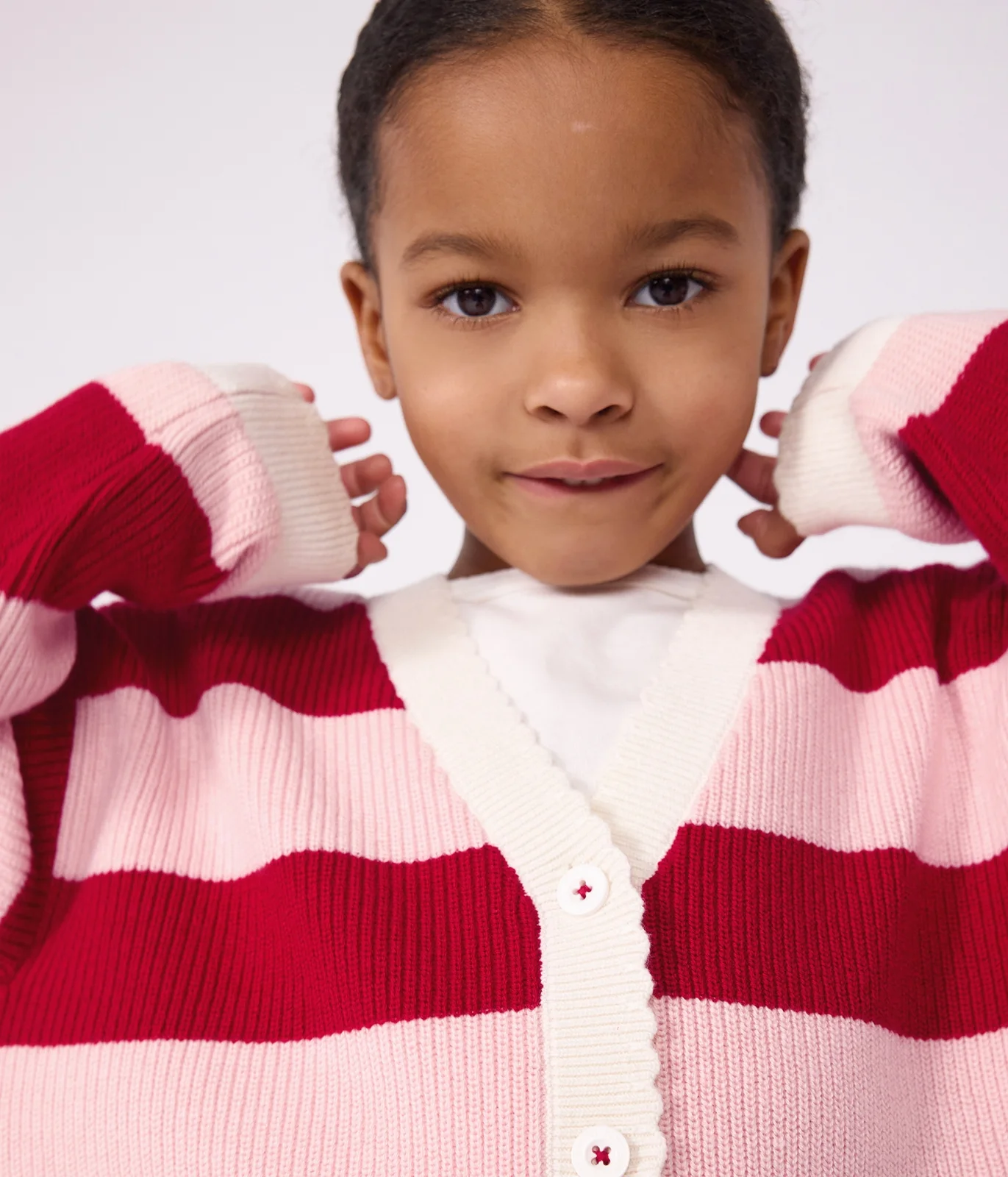 Children's stripy wool and cotton cardigan