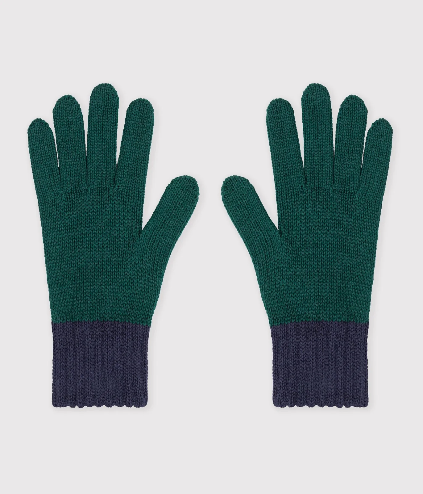 Children's two-tone knitted gloves lined in fleece