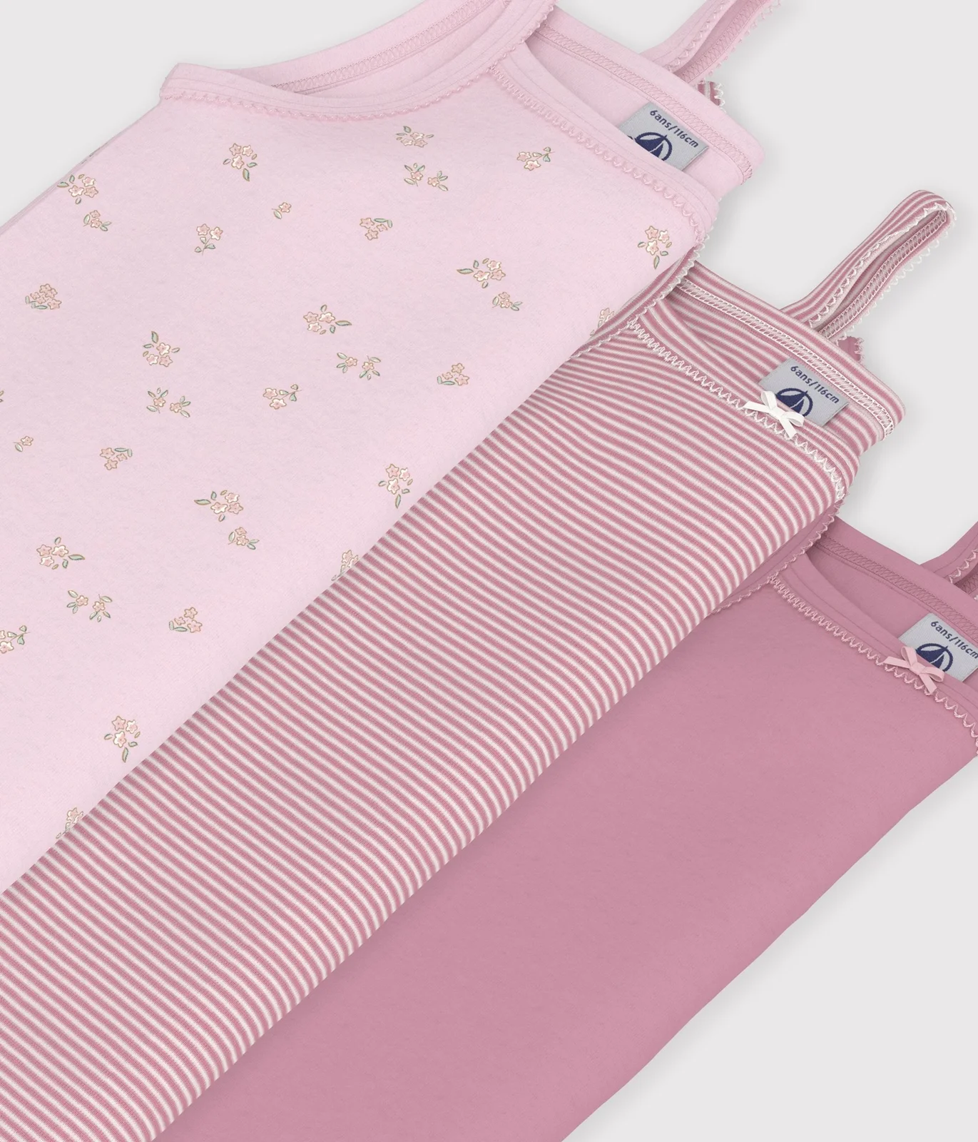 Pack of children's floral cotton tank tops