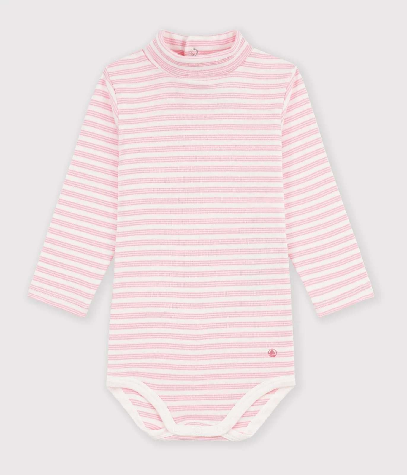 Babies' stripy cotton rollneck body