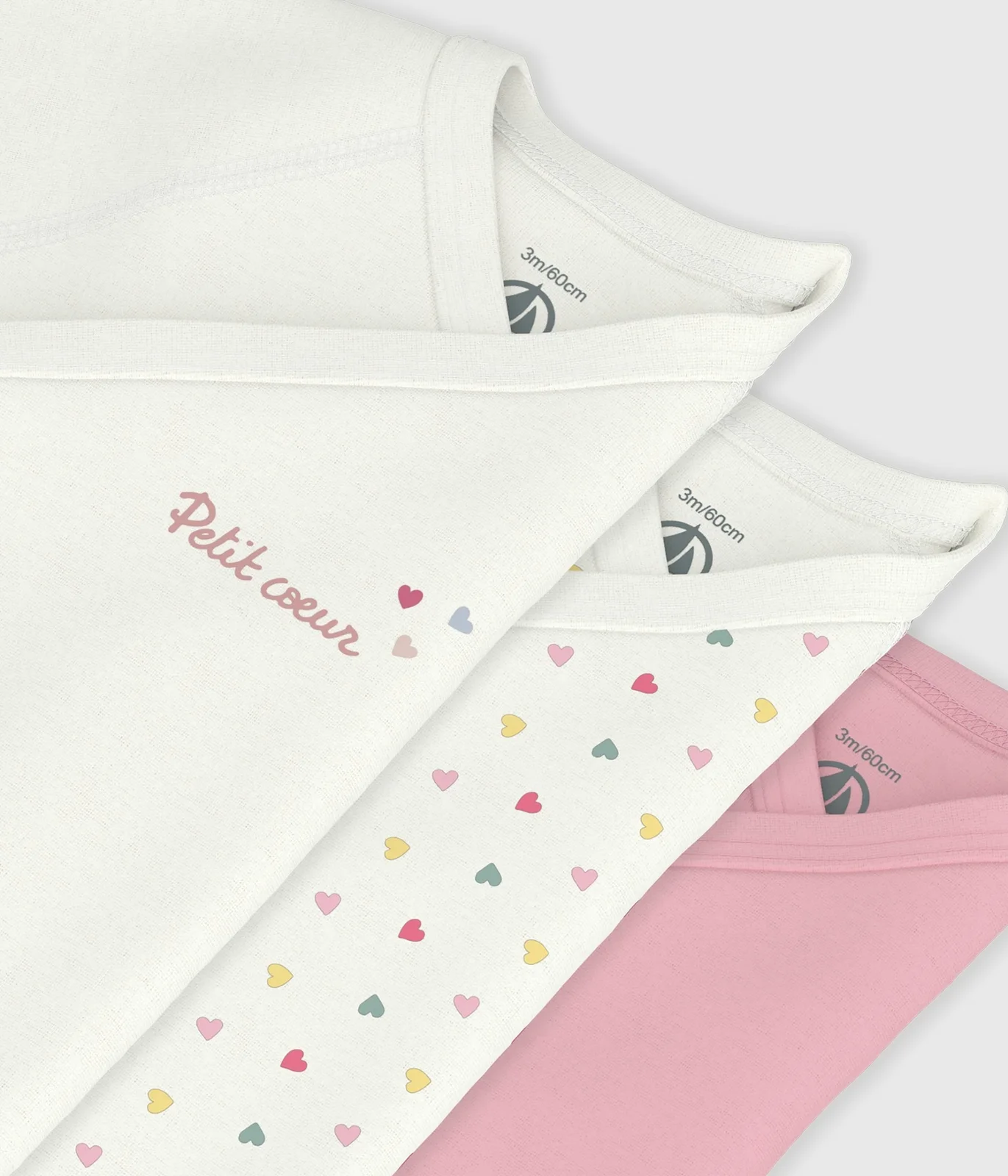 Pack of babies' short-sleeved printed cotton wrapover bodies