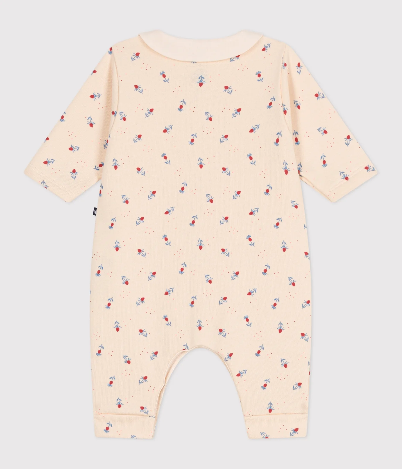 Babies' floral print cotton playsuit with a collar