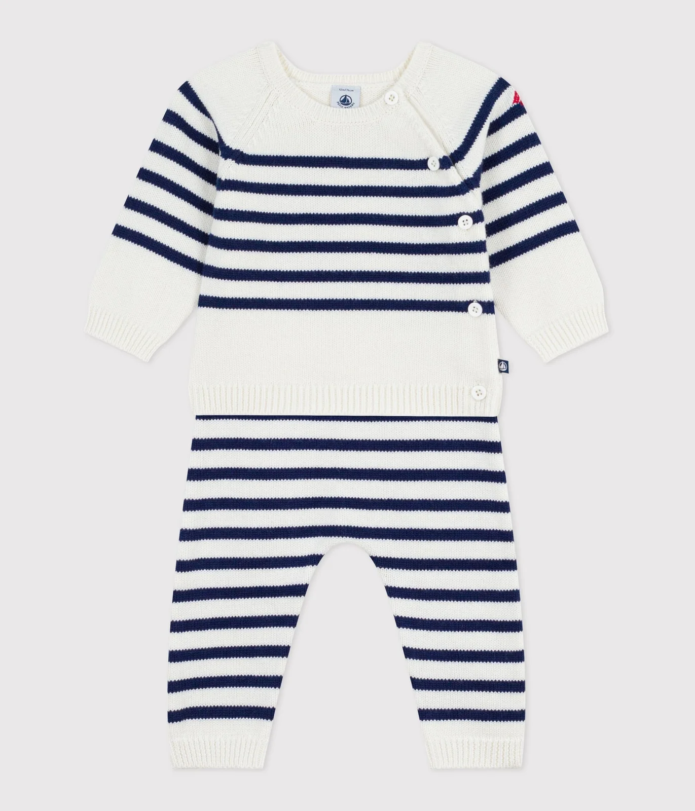 Babies' 2-piece stripy knit Breton top outfit