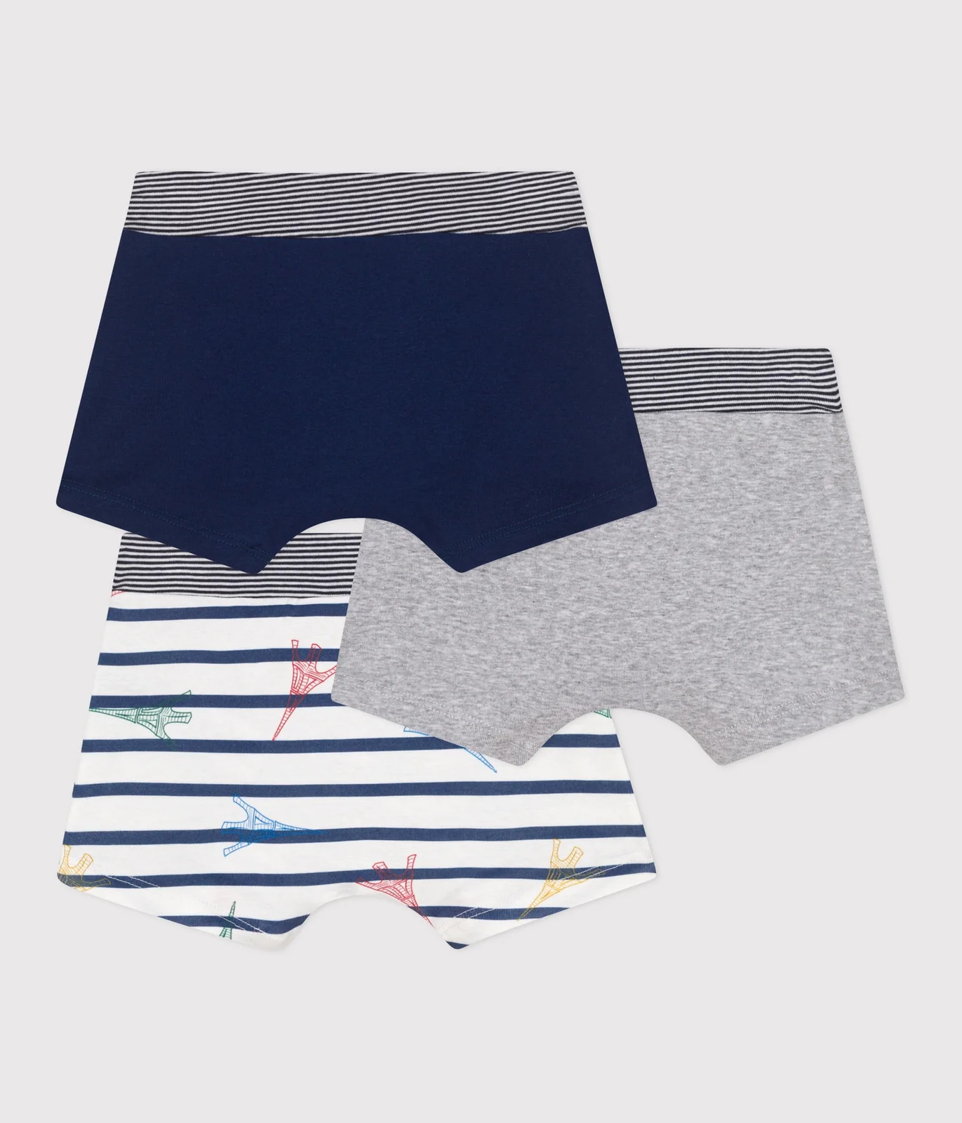 Children's Paris print cotton boxers with a covered waistband - 3-Pack