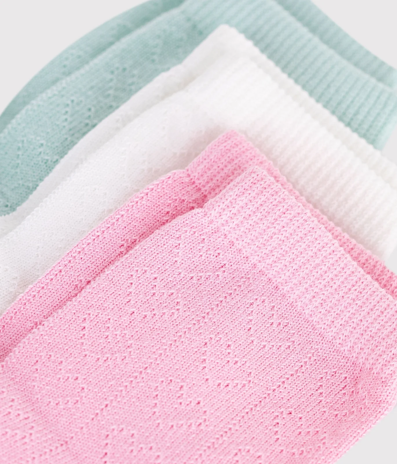 Pack of 3 pairs of babies' heart-pattern openwork cotton socks