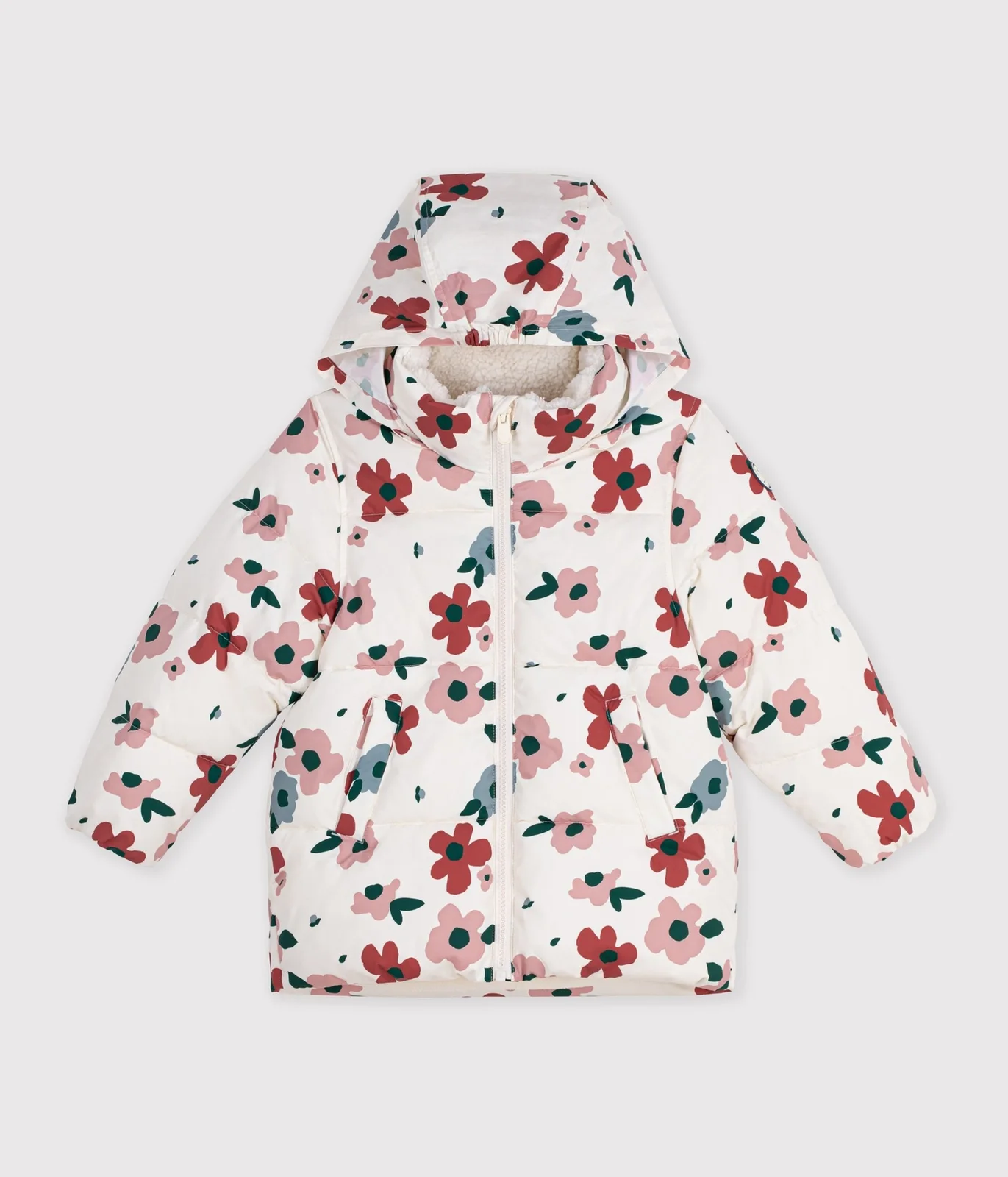 Children's floral pattern puffer jacket