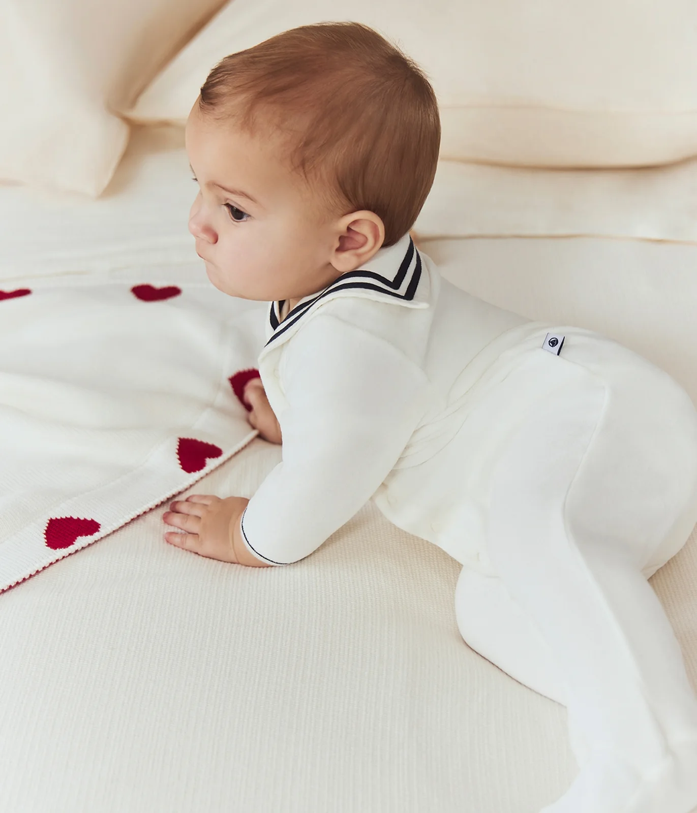 Babies' footless cotton pyjama suit with a sailor collar