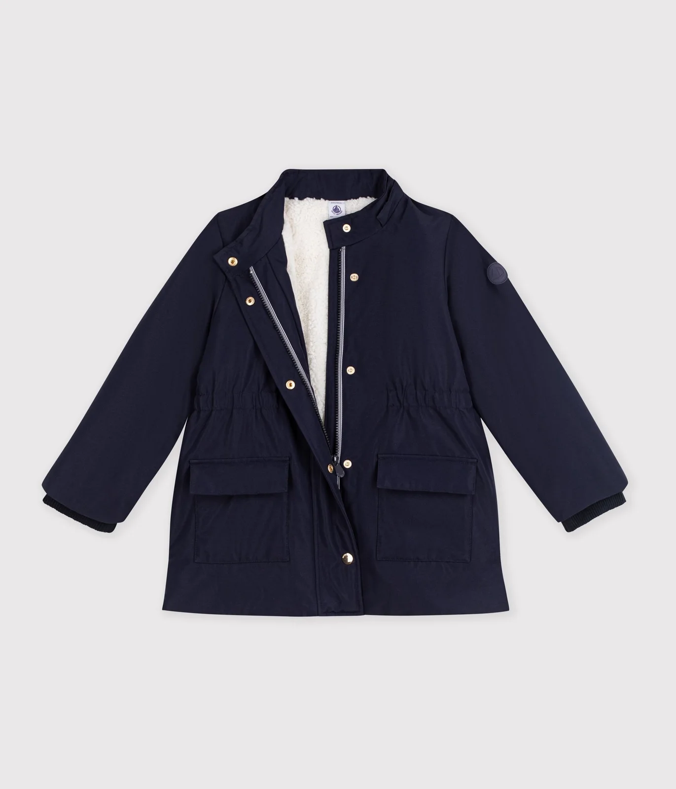 Children's plain mid-length parka