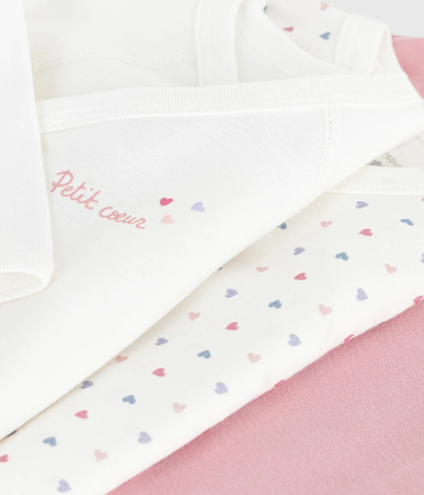 Pack of babies' long-sleeved printed cotton wrapover bodies