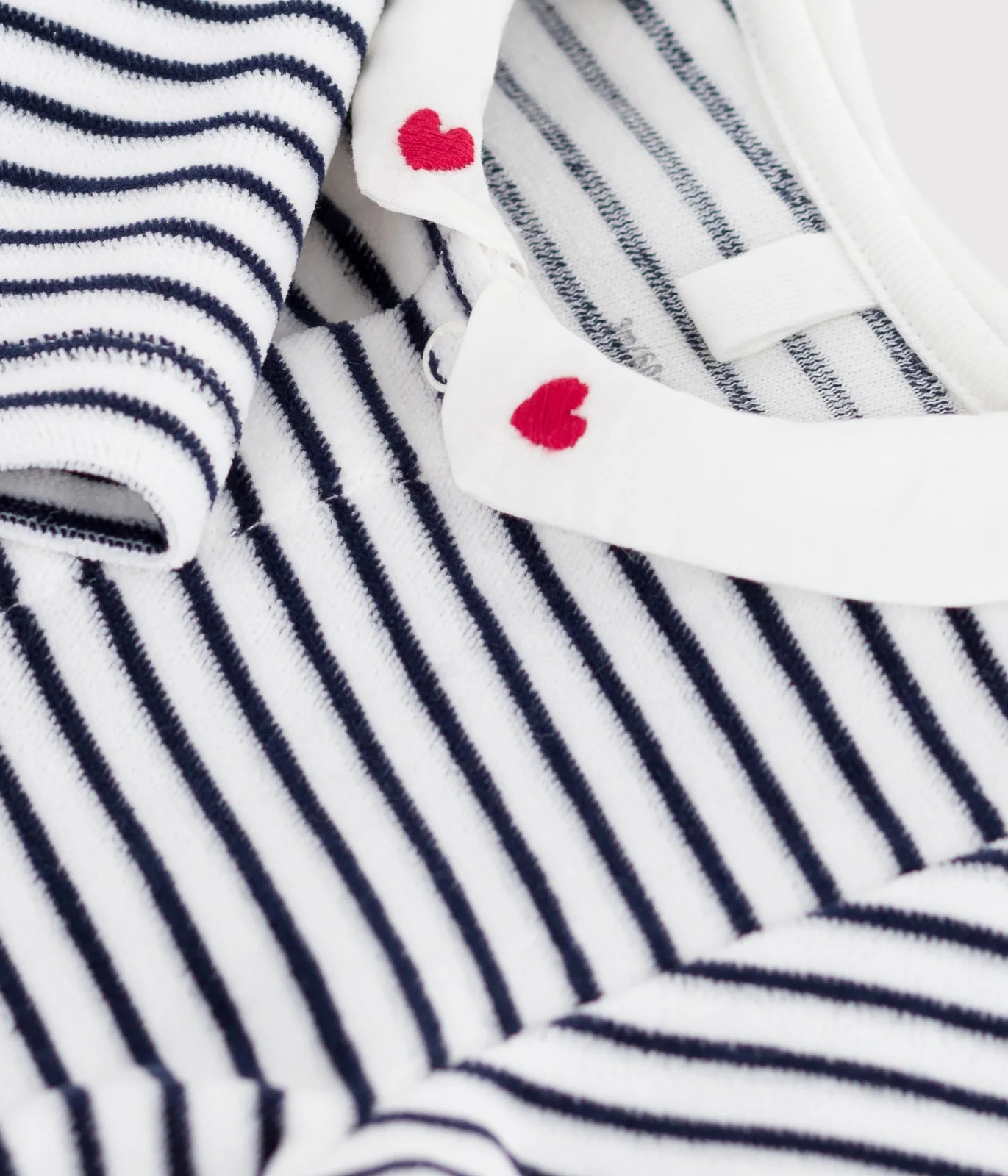 Unisex baby Velour with striped print collar