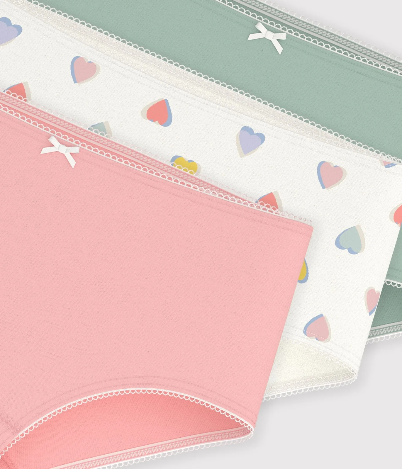 Pack of children's cotton shorties with hearts
