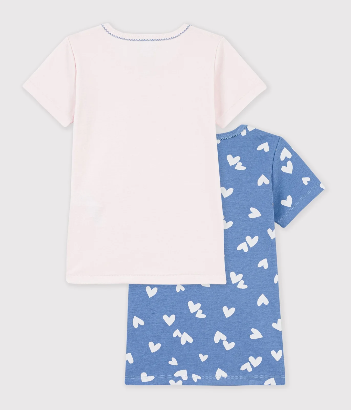 Pack of children's short-sleeved cotton T-shirts with hearts