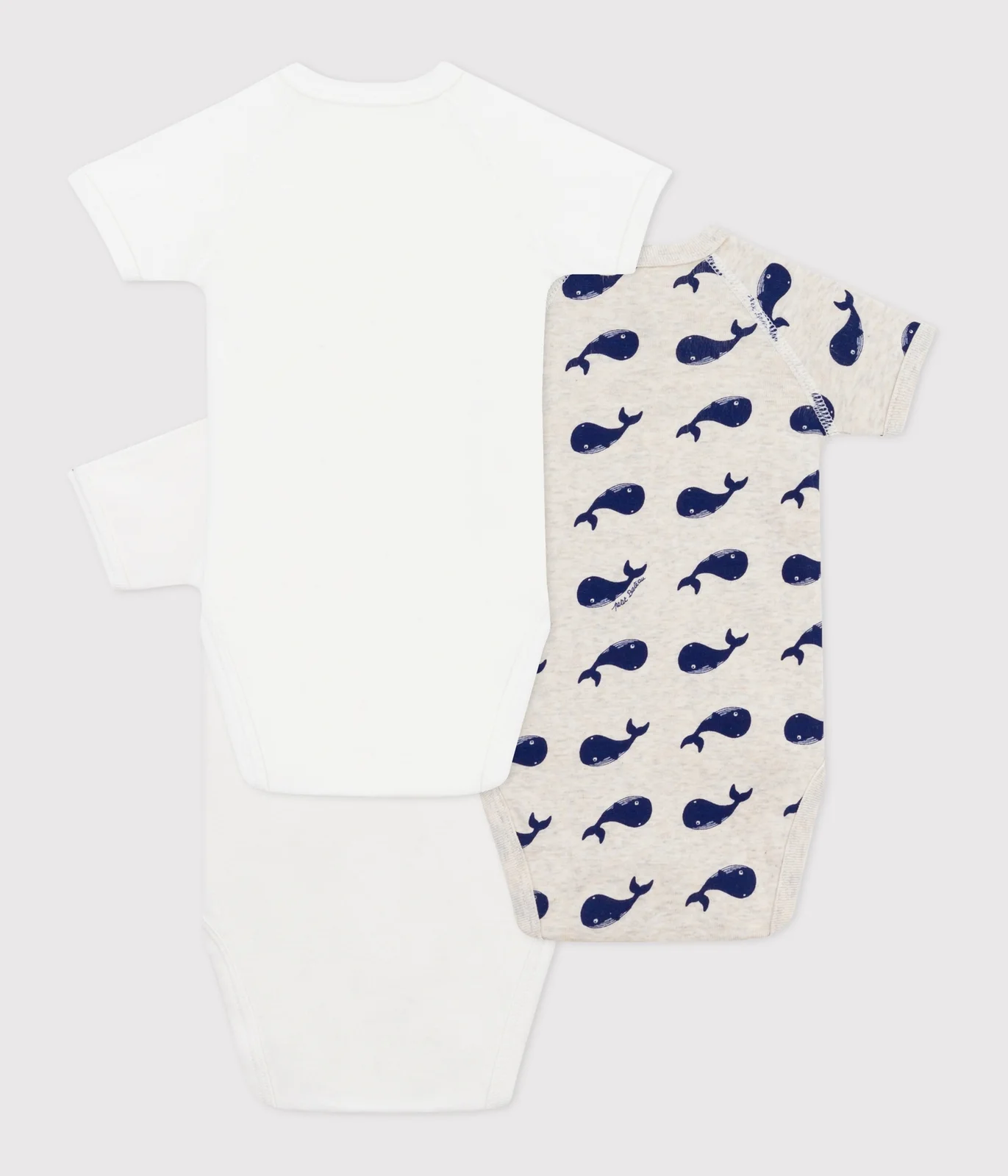 Babies' short-sleeved printed cotton wrapover bodies - 3-Pack