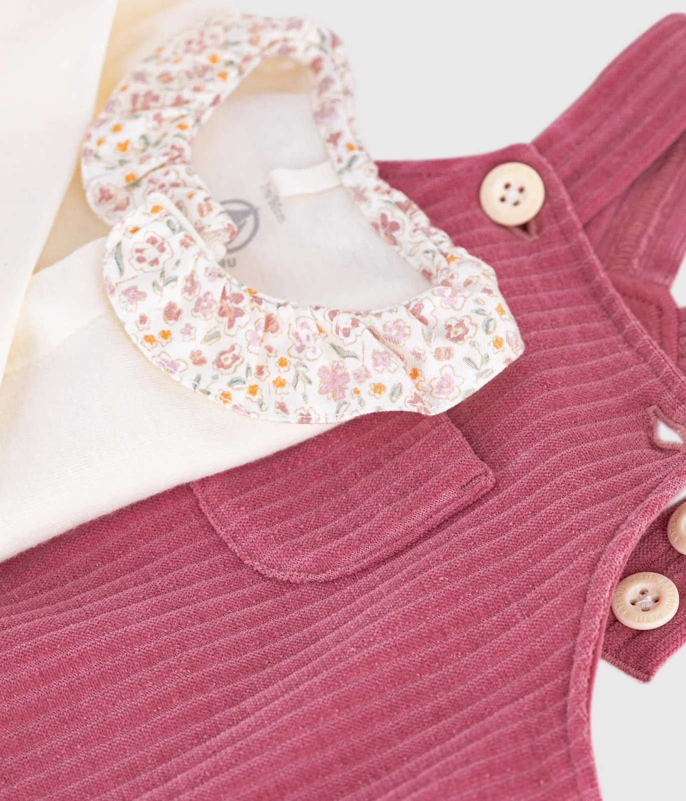 Baby girls' cotton dungarees and bodysuit set