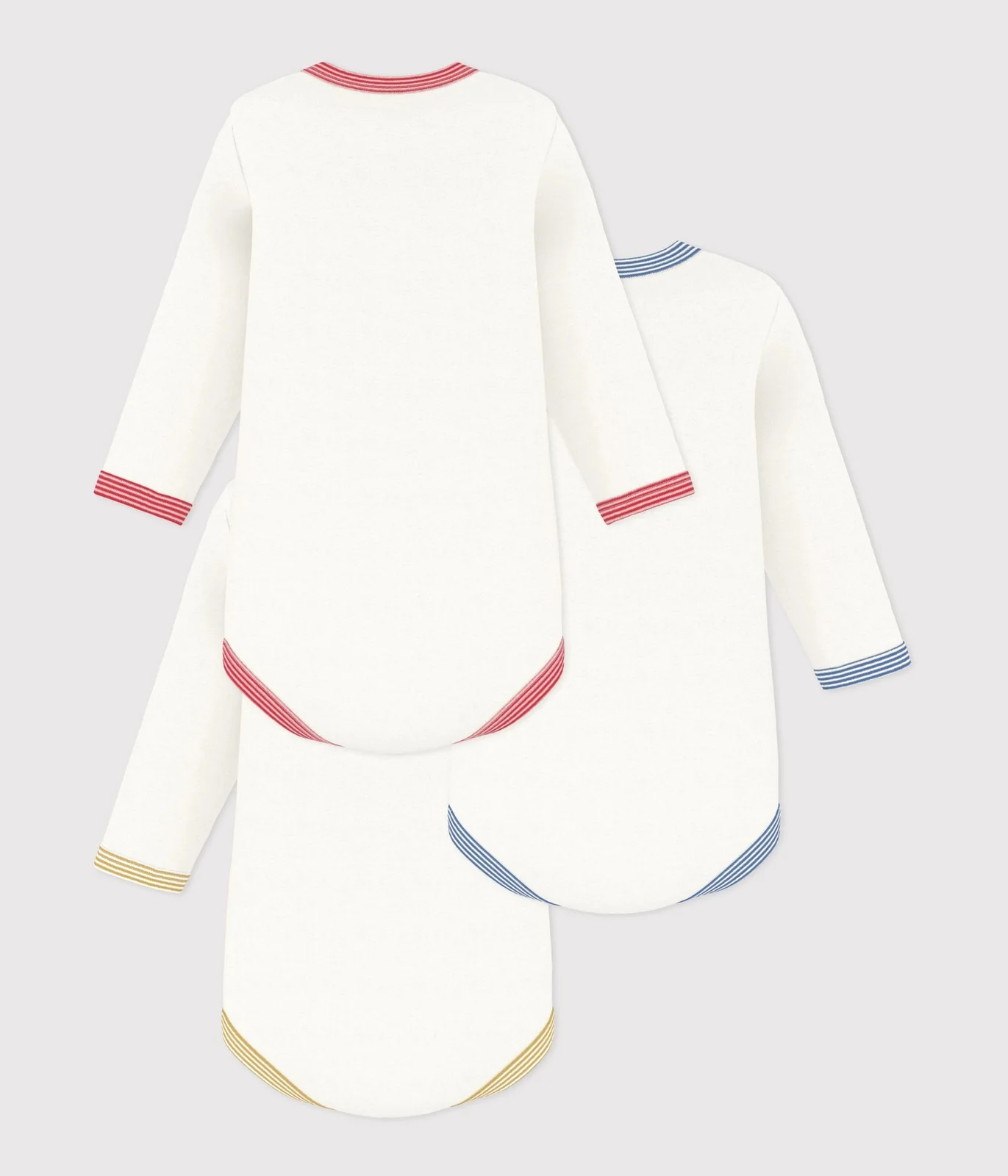 Pack of plain cotton long-sleeved bodies for babies