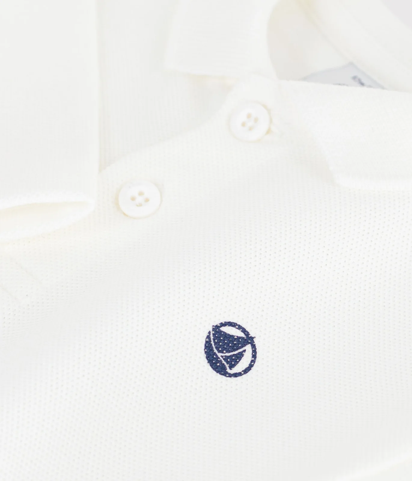 Babies' long-sleeved plain cotton polo shirt