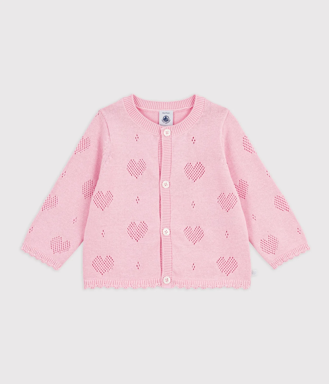 Babies' cotton cardigan with a heart pattern