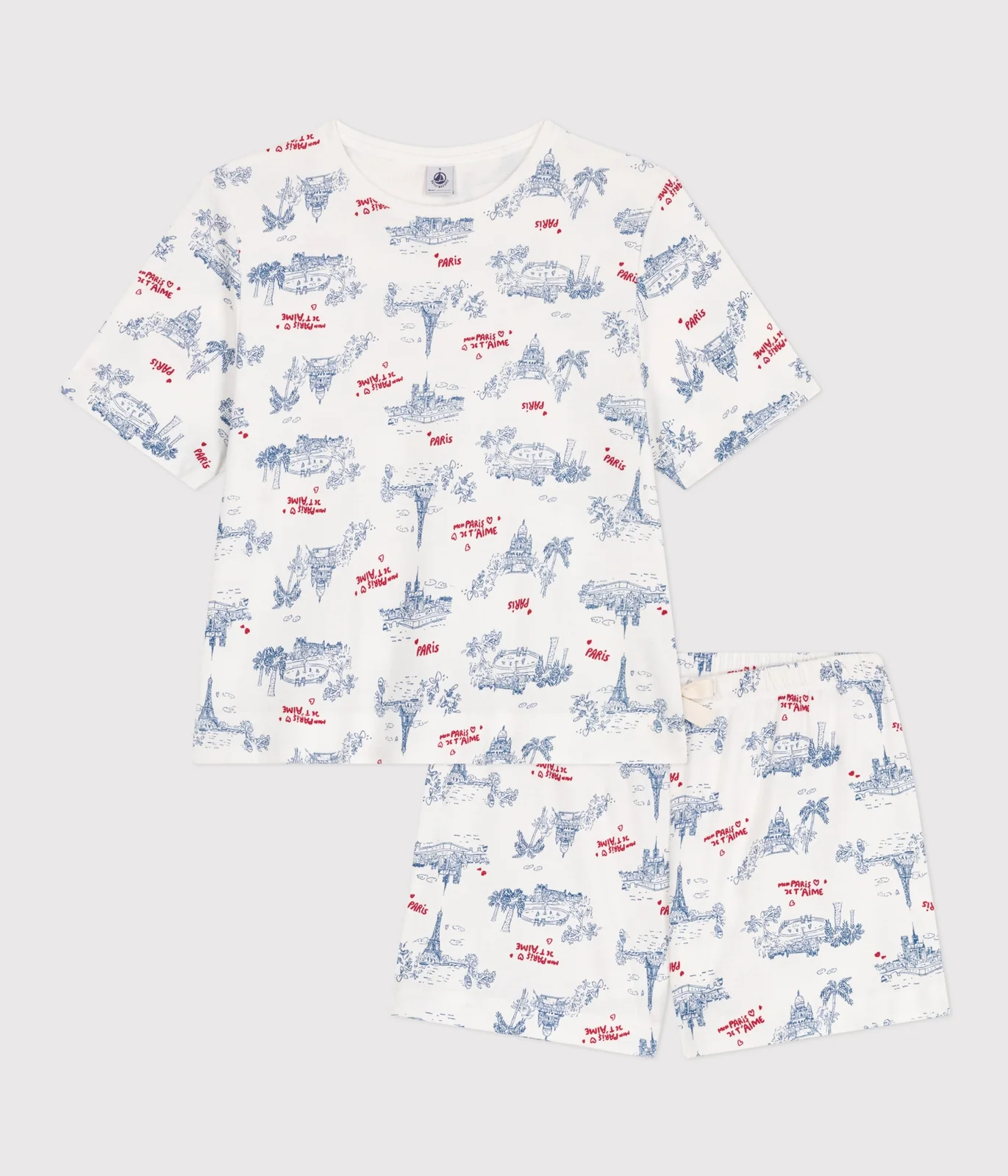 Women's short Paris print cotton pyjamas