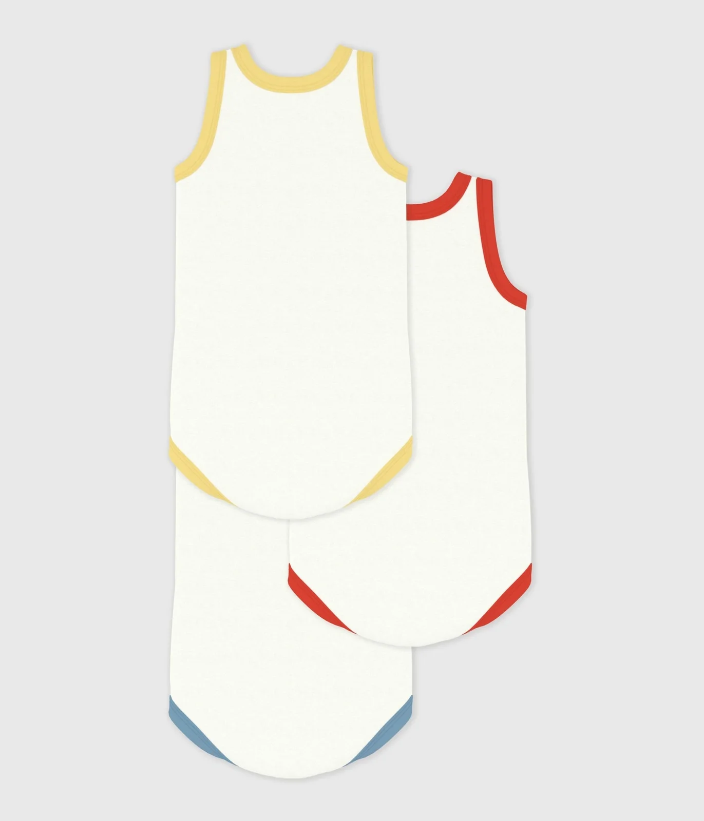 Pack of babies' plain sleeveless cotton bodies