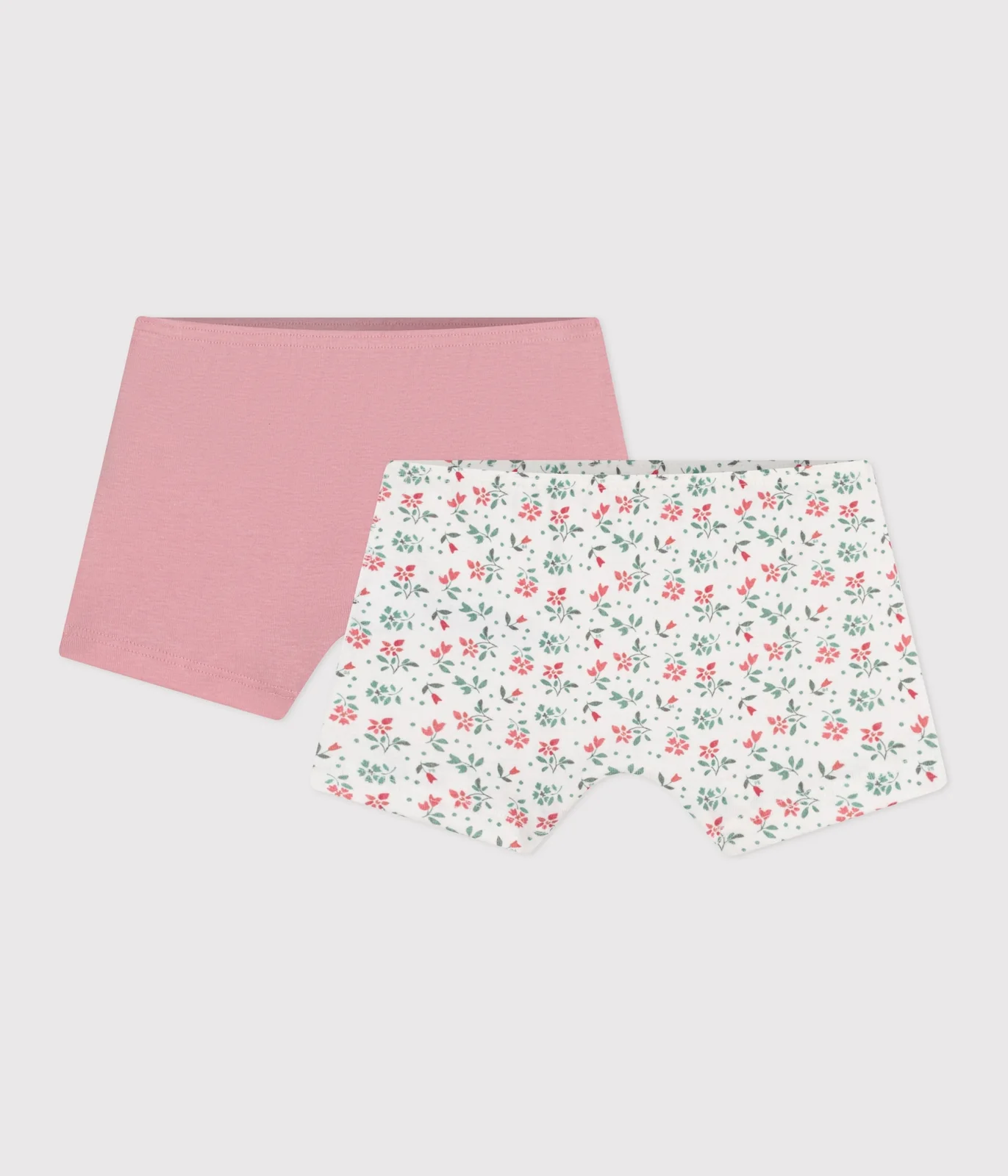 Children's floral-patterned long cotton shorties - 2-pack
