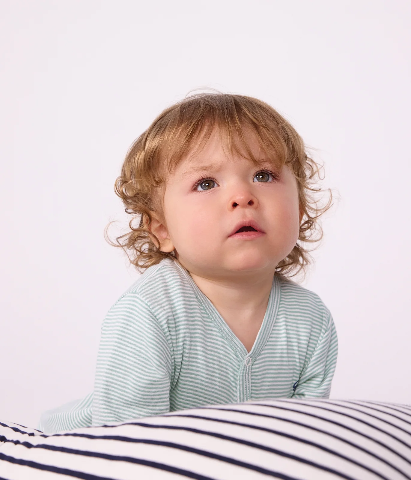 Babies' pinstriped cotton pyjama suit