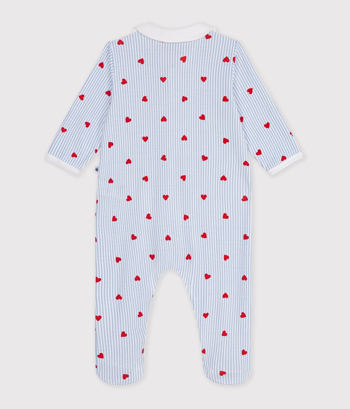 Babies' heart-print cotton pyjama suit with a collar