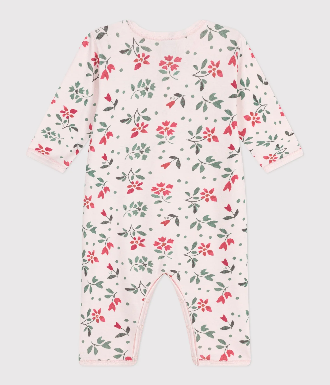 Babies' footless floral cotton pyjama suit