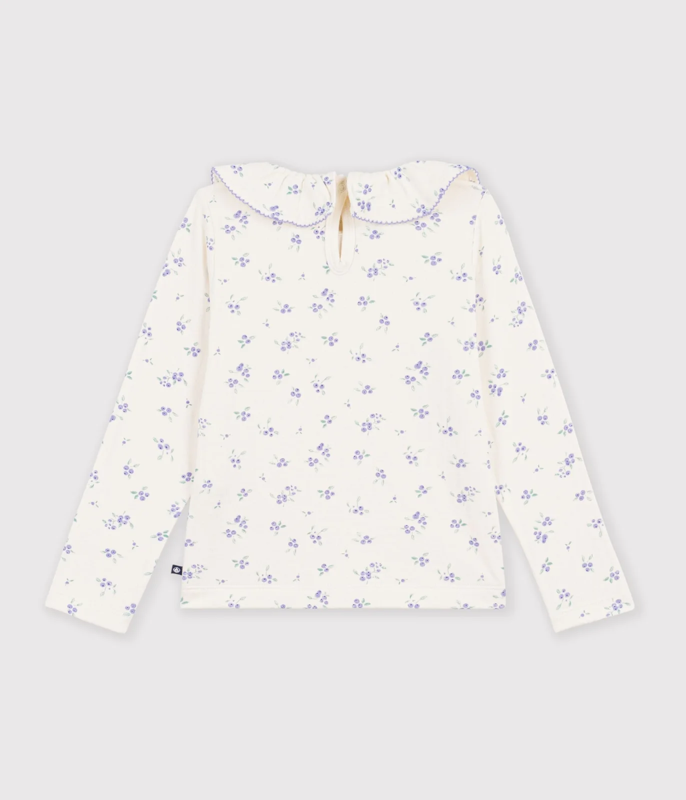 Children's long-sleeved floral T-shirt with a collar