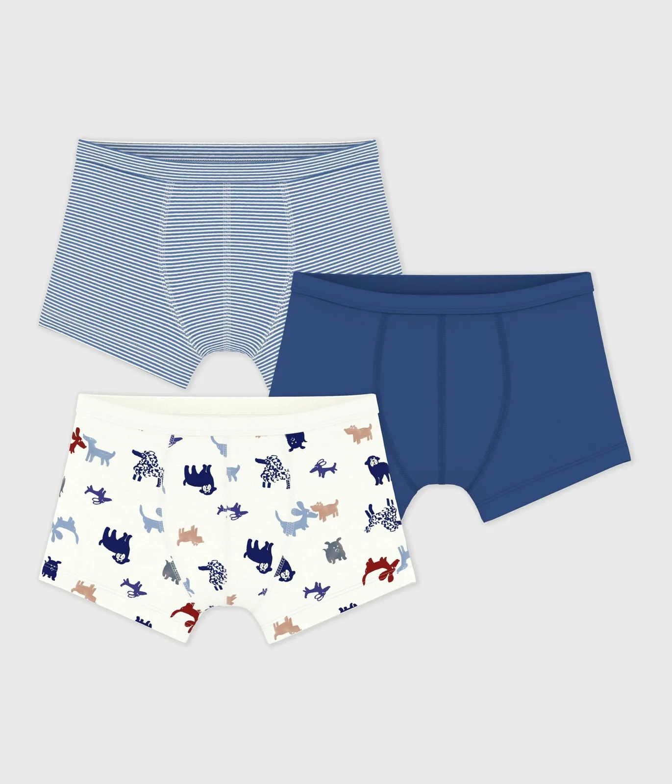 Pack of children's dog print cotton boxers with covered waistbands