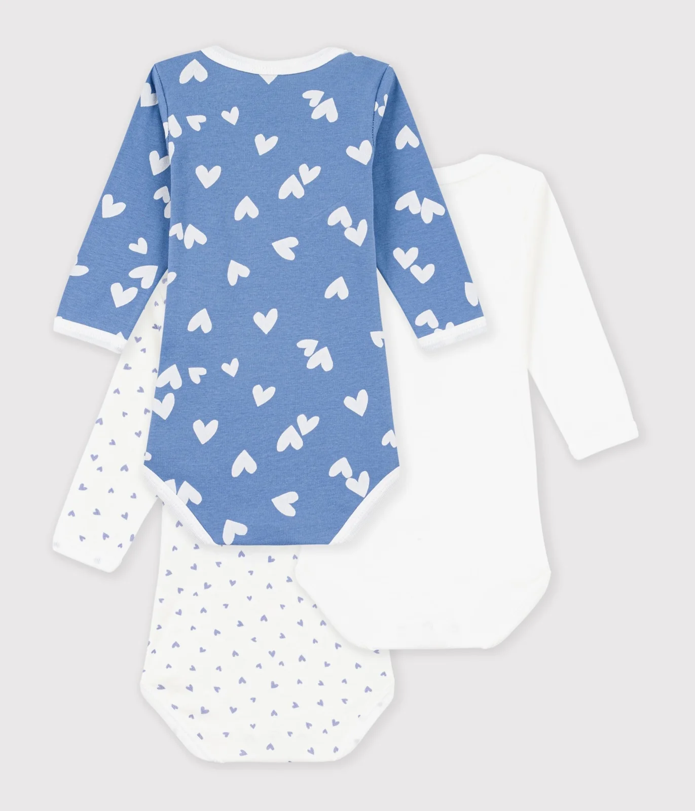 Pack of long-sleeved heart print cotton bodies for babies