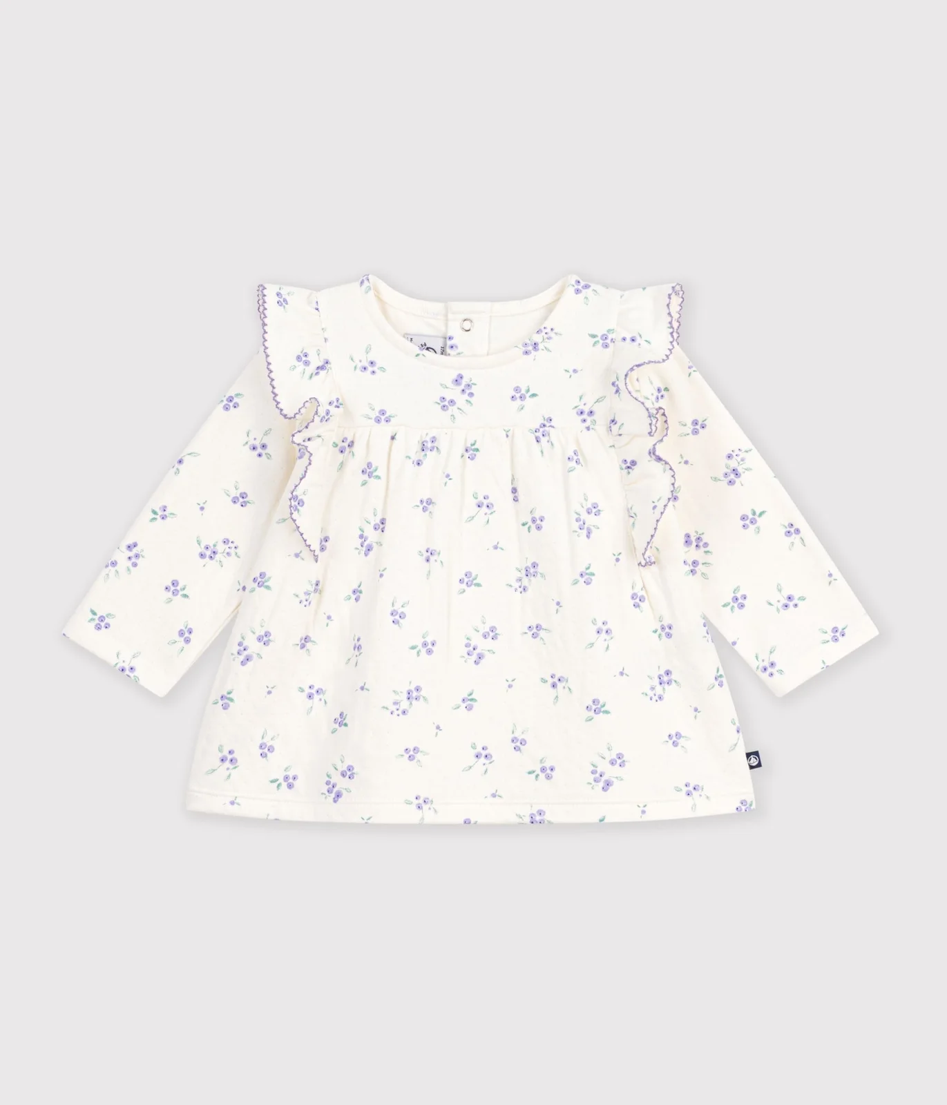 Babies' long-sleeved floral-print cotton blouse