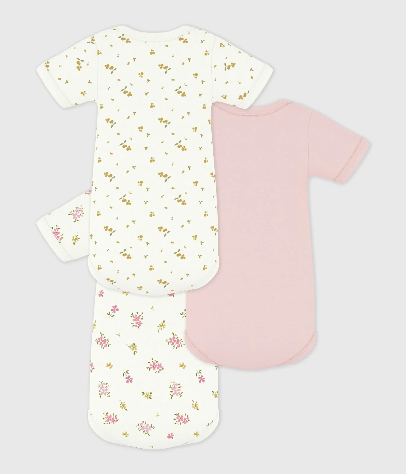 Pack of babies' short-sleeved floral print cotton bodies