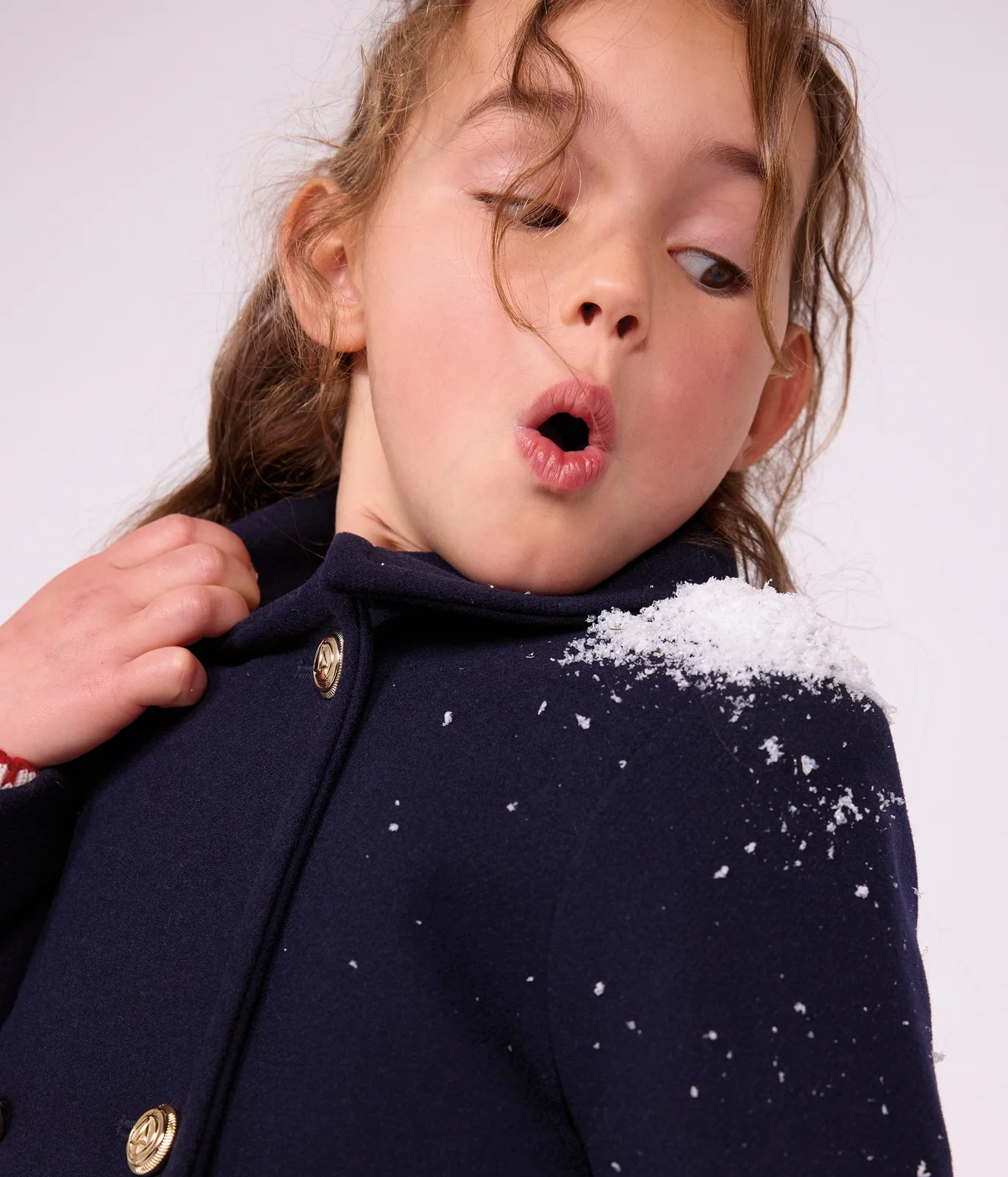 Children's pea coat in plain woollen broadcloth
