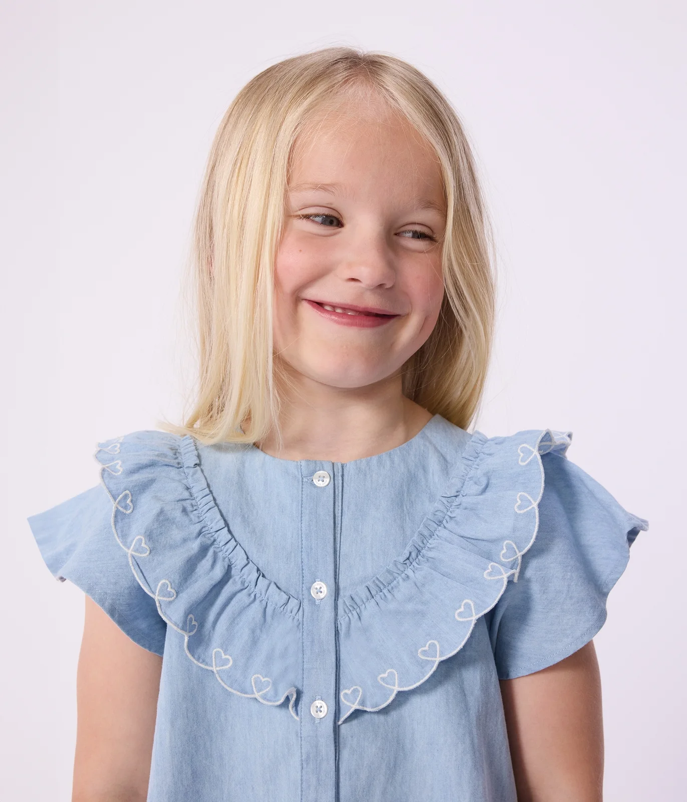 Children's plain short-sleeved cotton blouse