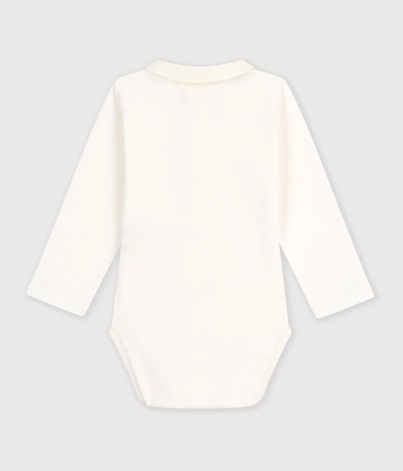 Babies' long-sleeved plain cotton body with an embroidered collar