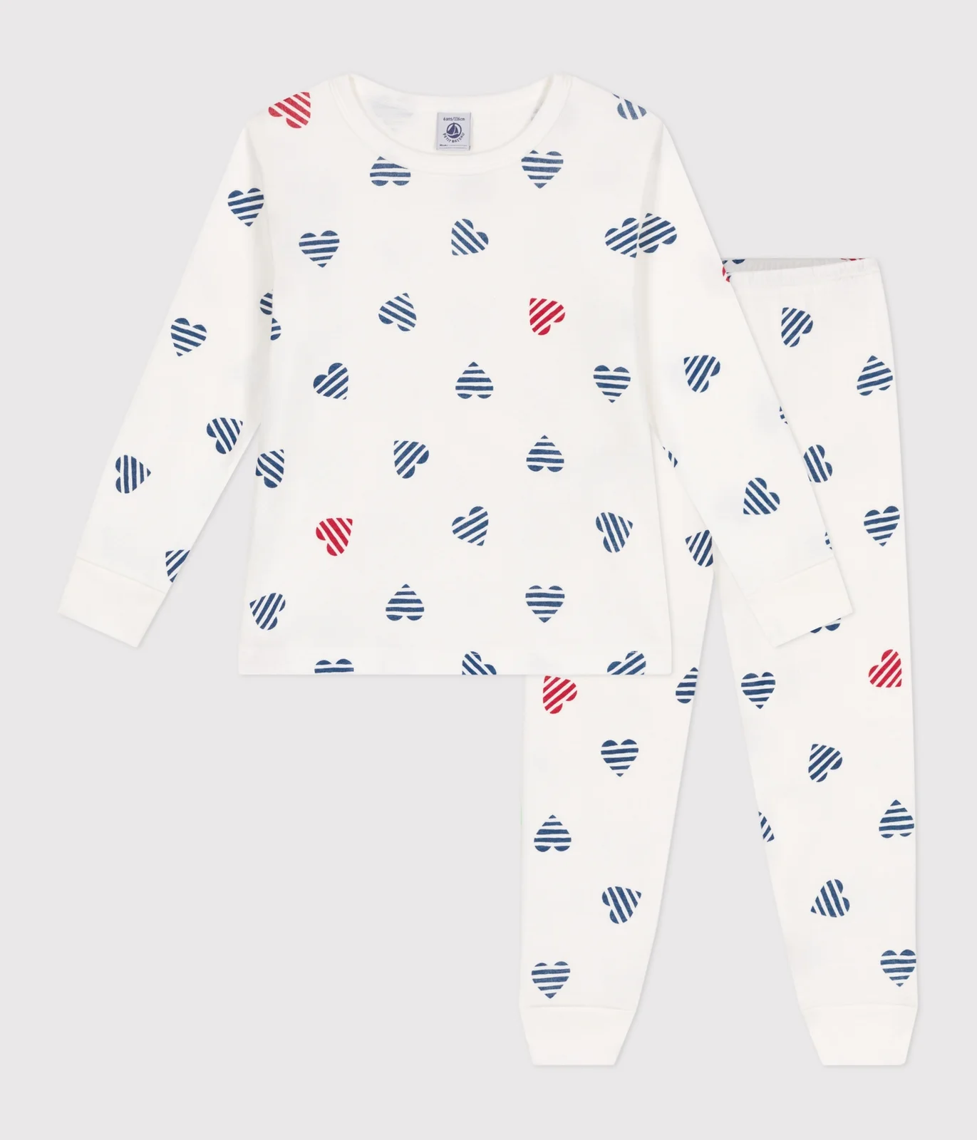 Children's long-sleeved heart print cotton pyjamas
