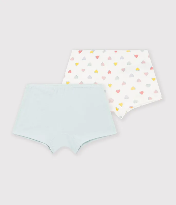 Pack of childrens' long cotton shorties with hearts