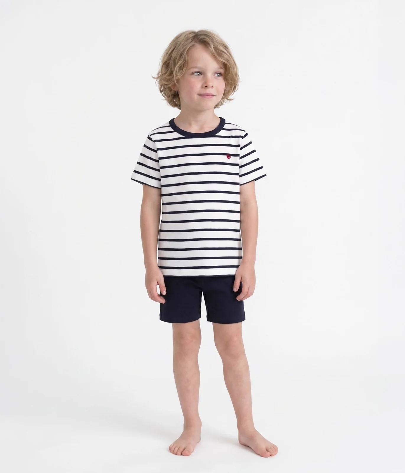 Boys' Short Cotton Pyjamas with Sailor Stripes