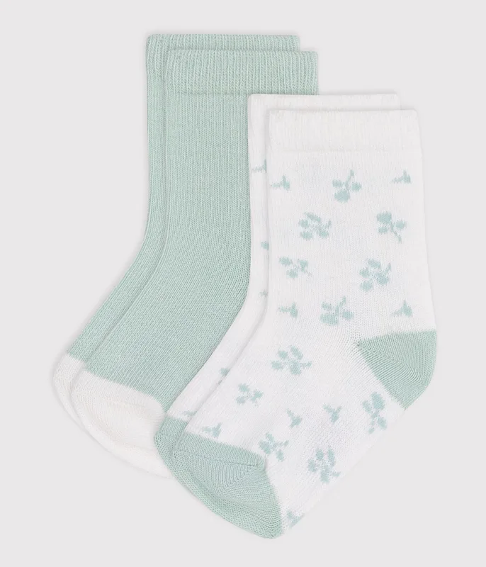 Babies' floral-print cotton socks - 2-pack