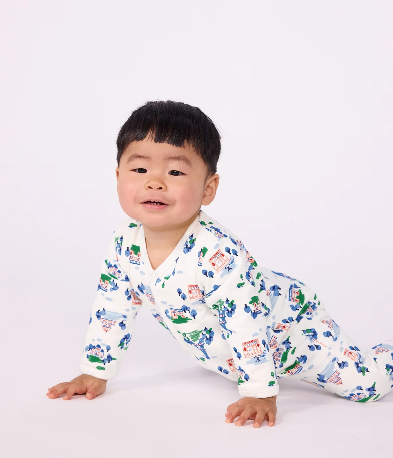 Babies' Paris print fleece pyjama suit